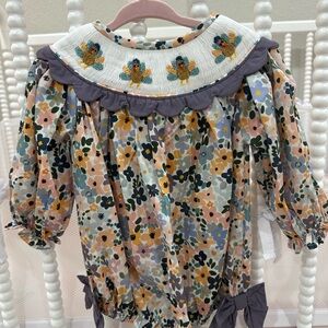 Floral Baby Dress with Embroidered Collar